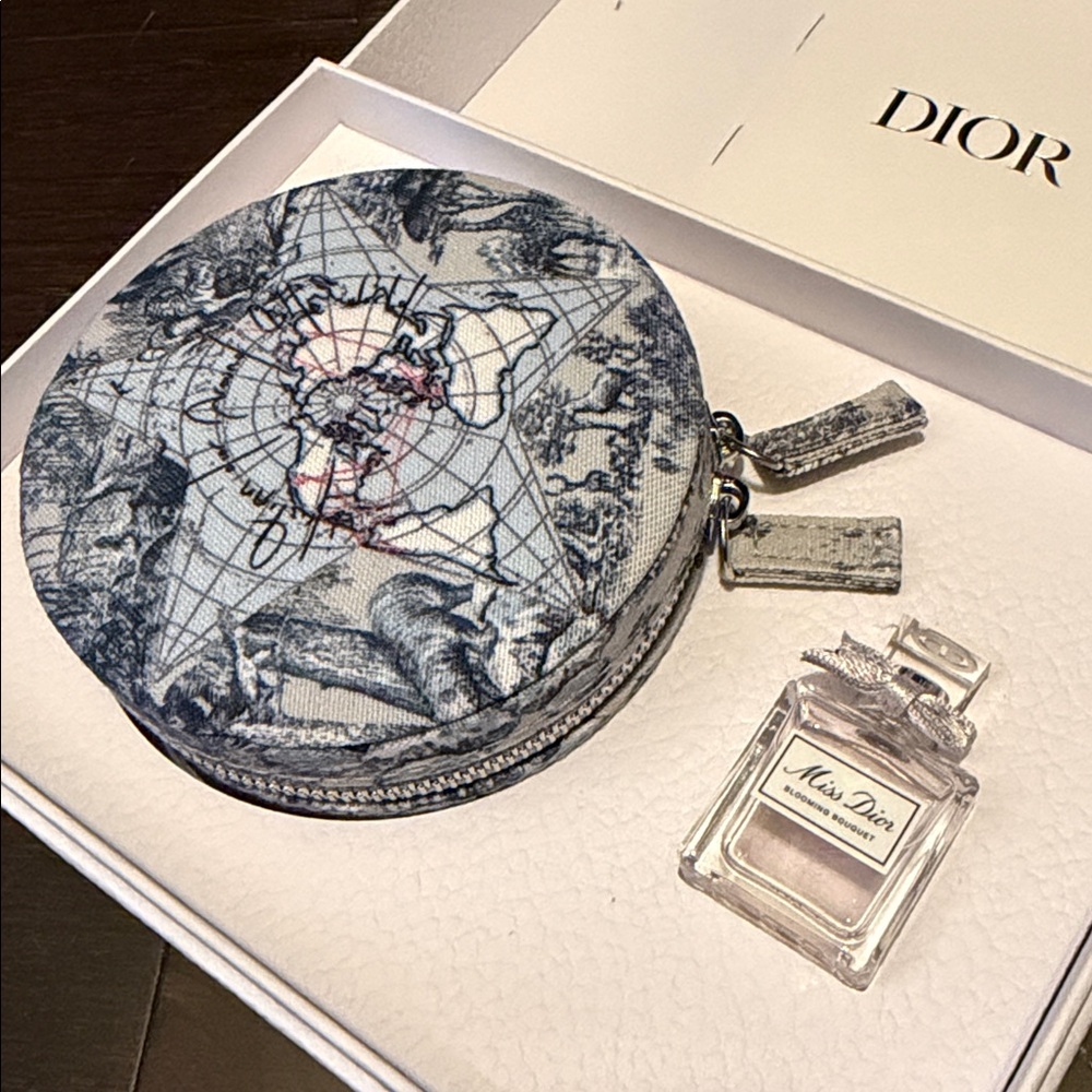 Dior Blue and White Travel Jewelry Pouch